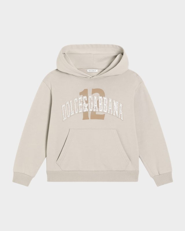 Boy's Logo Embroidered Cotton Hoodie, Size 4-
